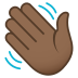 👋🏾 waving hand: medium-dark skin tone display on JoyPixels